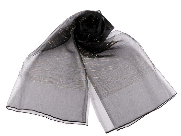 Pañuelo/mantón social con contenido de seda y lurex, doble capa, 70x190 cm