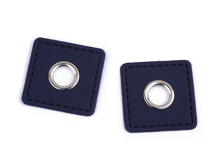 Leatherette Square Applique /Grommets Faux Leather Patch sew-on, 10 mm
