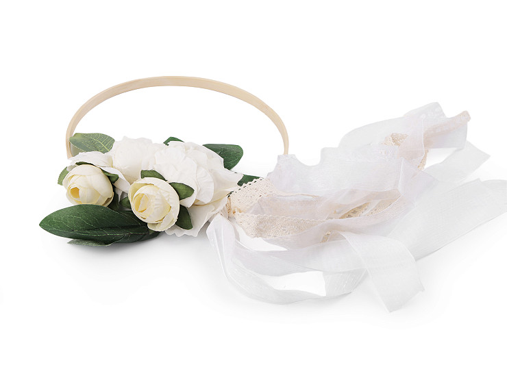 Décoration de mariage - Cerceau avec fleur, Ø 19,5 cm