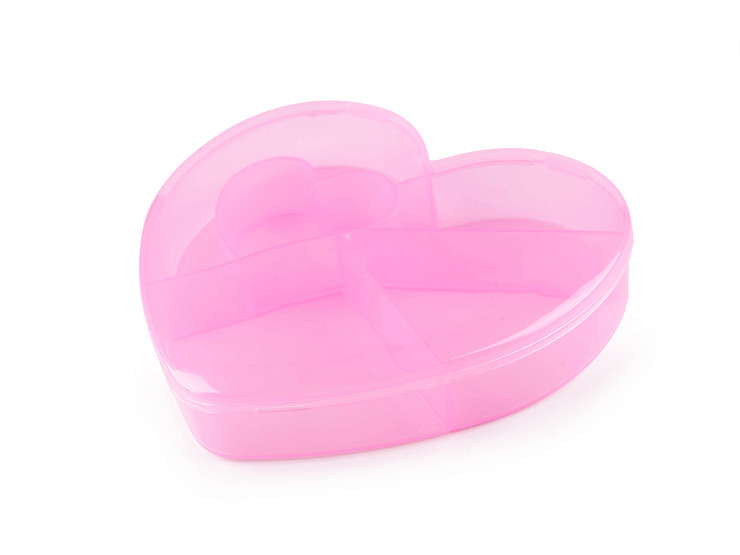 Boîte en plastique Cœur pour rangement, 12 x 13,5 x 2,5 cm