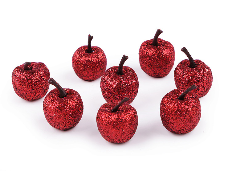 Artificial apples with glitter