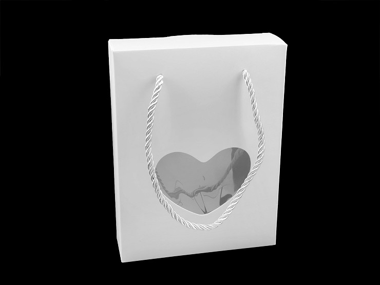 Caja de papel con ventana transparente en forma de corazón 
