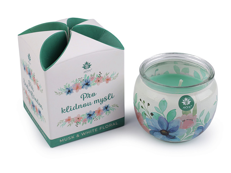Candela profumata, in vasetto di vetro, peso: 90 g