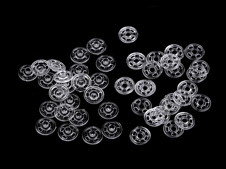 Bottoni automatici in plastica / Bottoni automatici trasparenti, dimensioni: Ø 7 mm