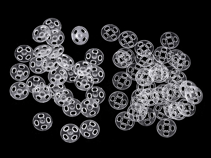 Bottoni automatici in plastica / Bottoni automatici trasparenti, dimensioni: Ø 10 mm