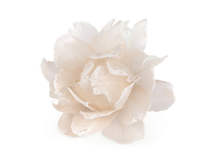 Róża z piórkami Ø10 cm z klipsem 