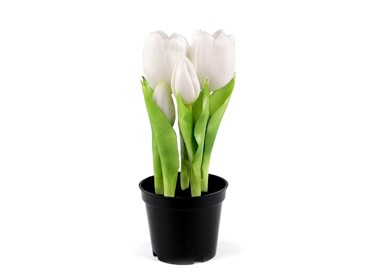 Maceta con tulipanes artificiales