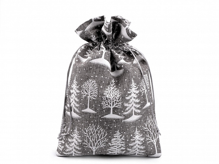 Gift Bag with Christmas Tree Print 20x30 cm Jute Imitation