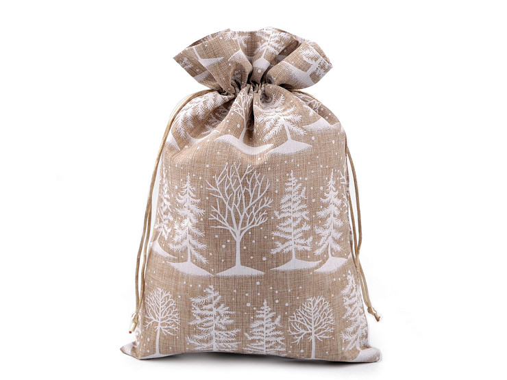 Gift Bag with Christmas Tree Print 20x30 cm Jute Imitation