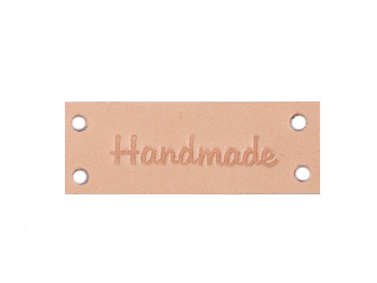 Étiquette en cuir « Handmade » (« Fait main »), « With love » (« Avec amour »), 16 x 44 mm