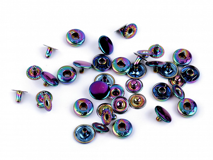 Botones de presión metálicos Ø12 mm, arco iris