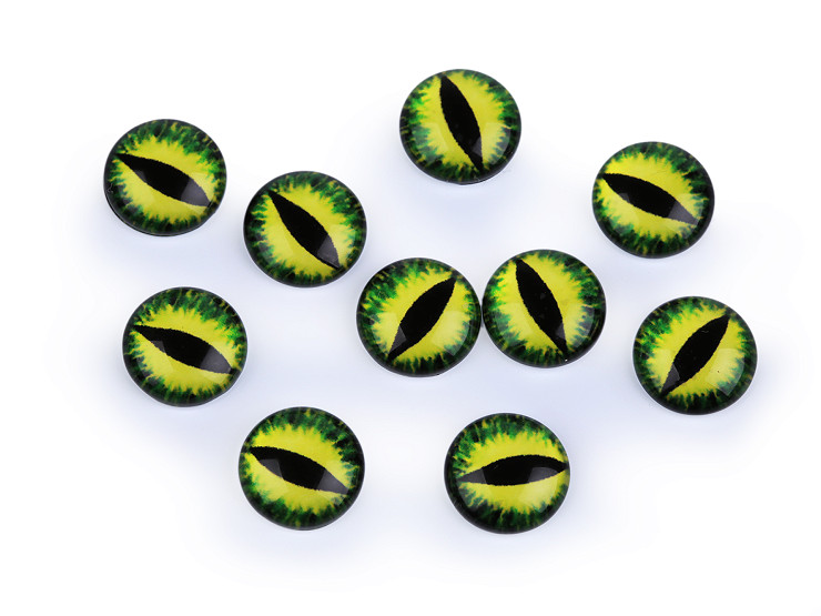 Yeux en verre pour création DIY, Chat, Dragon, Ø 10 et 12 mm