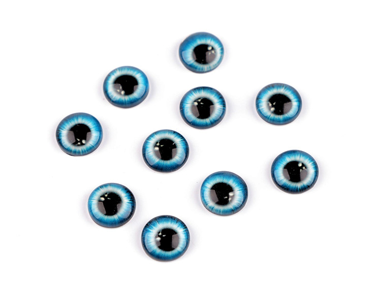 Occhi di vetro per attività di fai-da-te, dimensioni: Ø 10 e 12 mm