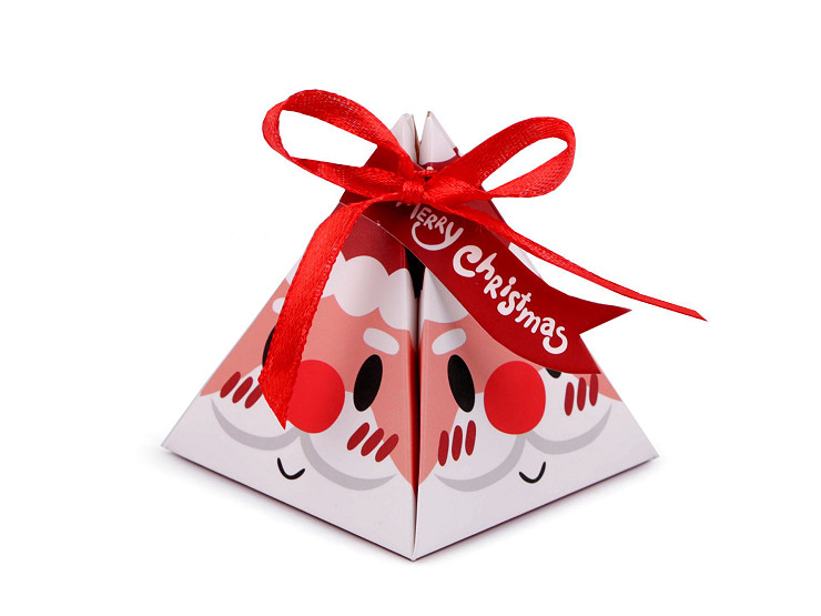 Boîte cadeau de Noël Pyramide - Renne, Père Noël, Bonhomme de neige, Gnome