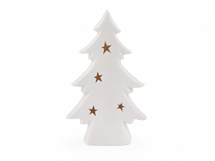 Decorazione natalizia luminosa, motivo: albero in porcellana
