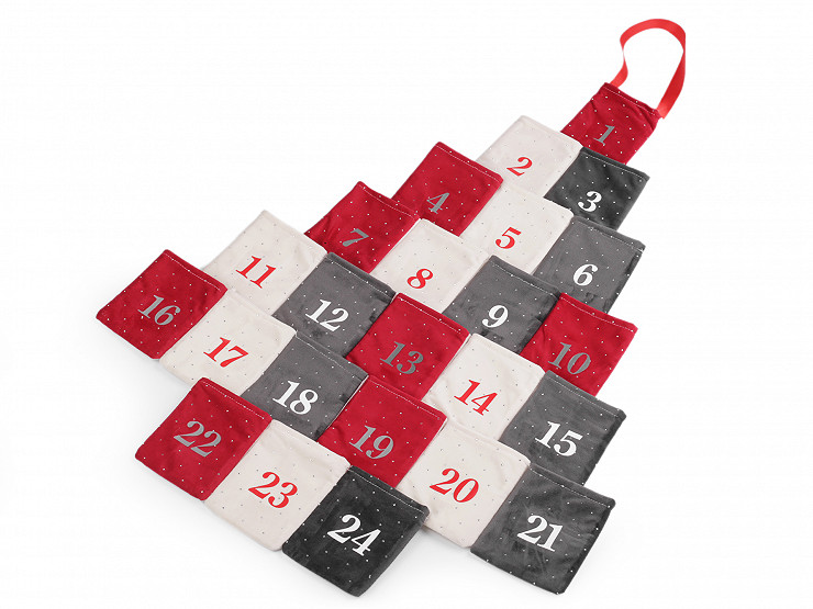 Calendar de Advent din catifea cu strasuri