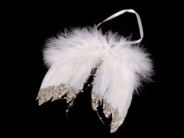 Dekorácia anjelské krídla s glitrami a korálkami