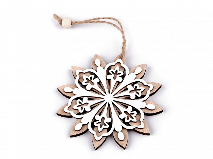 Wooden Snowflake Hanging Decoration Ø10 cm
