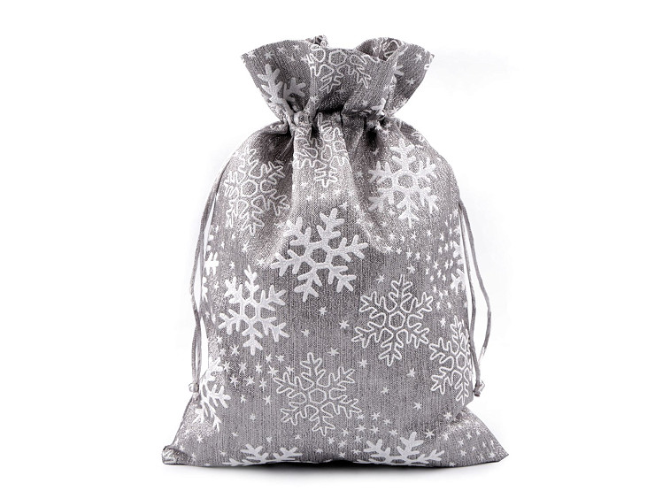 Christmas gift bag snowflakes brocade 20x30 cm