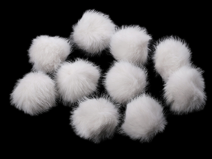 Pompon en fourrure avec boucle, Ø 3,5 cm