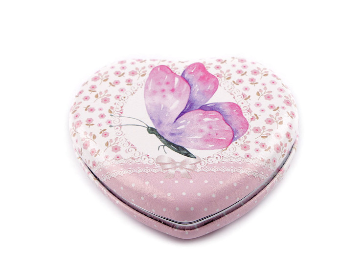 Cosmetic Mirror, Heart with Butterfly