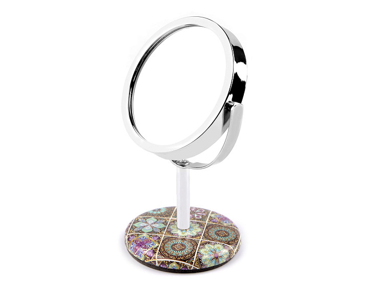Specchio per trucco da tavolo, con strass, motivo: mandala
