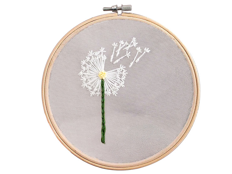 Σετ κεντήματος με προτυπωμένο σχέδιο, πικραλίδα σε τούλι