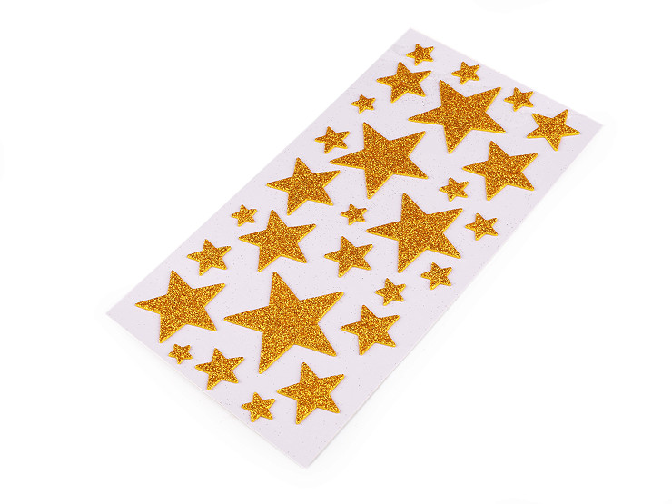 Self-adhesive foam rubber Moosgummi stars with glitter - mix of sizes