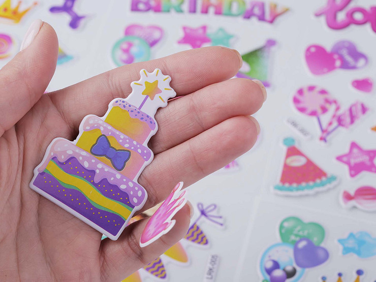 Adesivi in plastica, motivo: “Happy Birthday” (Buon compleanno)