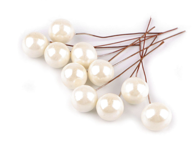 Bobițe decorative artificiale pe sârmă Ø1,5 cm