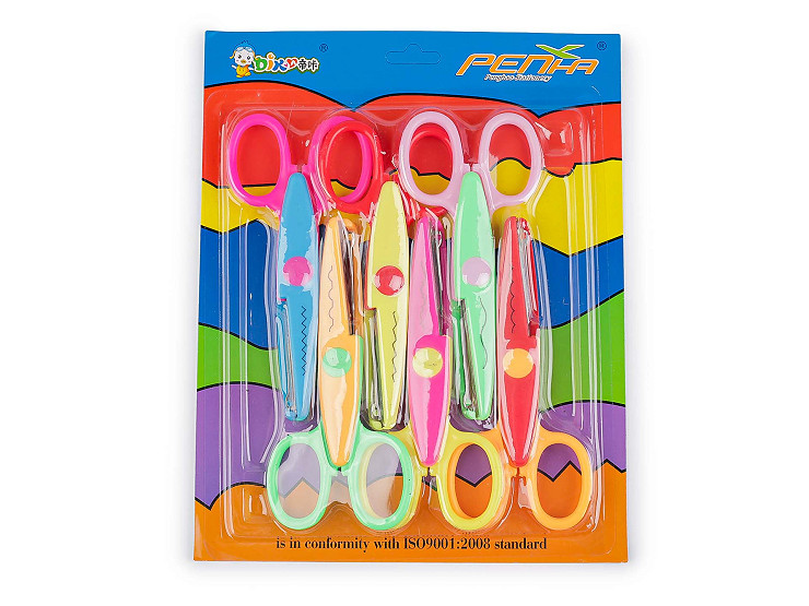 Children's scissors with a creative wave and serrations, length 13 cm