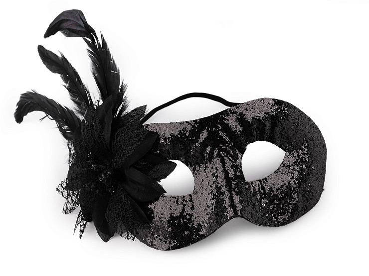 Karnevalová maska - škraboška s perím