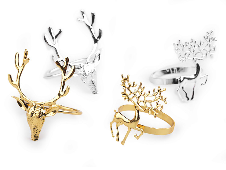 Metal Christmas napkin ring, deer