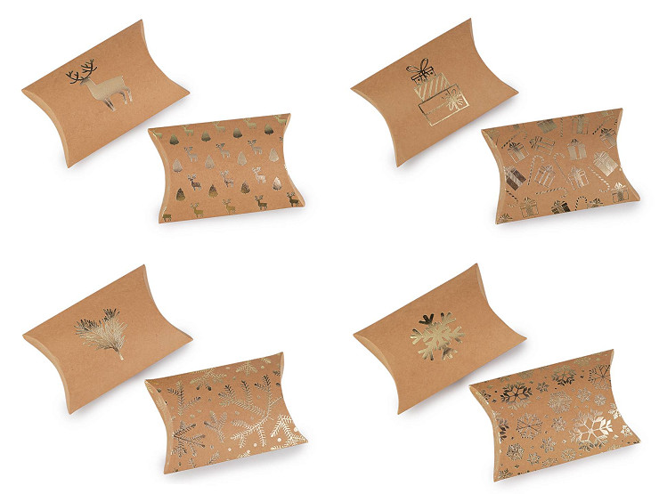 Vánoční dárková krabička s metalickým potiskem