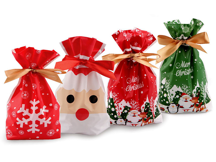 Candy bags / Goodie bagswith Christmas satin ribbon 15x23 cm