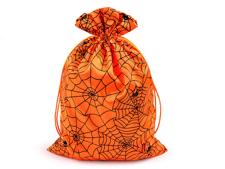 Bolsa de regalo de raso con telaraña para Halloween 20x31 cm 