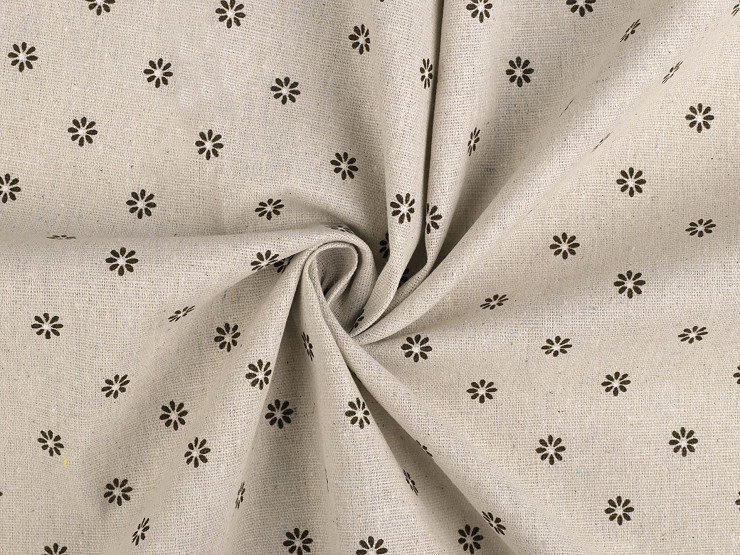 Bumbac imitație de in, flori