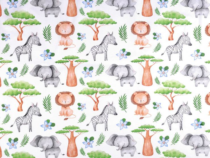 Cotton Fabric / Canvas, Safari Animals