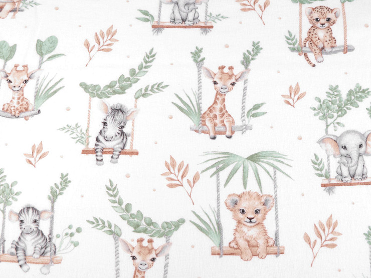 Cotton Flannel Fabric, Safari Animals