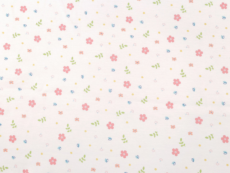 Cotton Knit Fabric, Flowers, width 200 cm