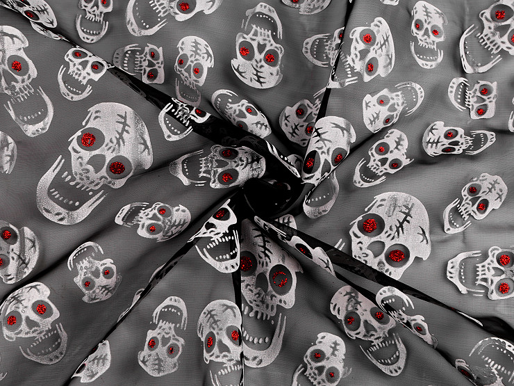 Organza Halloween / lebky s glitrami