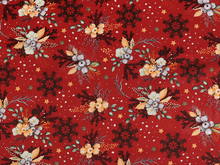 Christmas cotton fabric / canvas, twigs