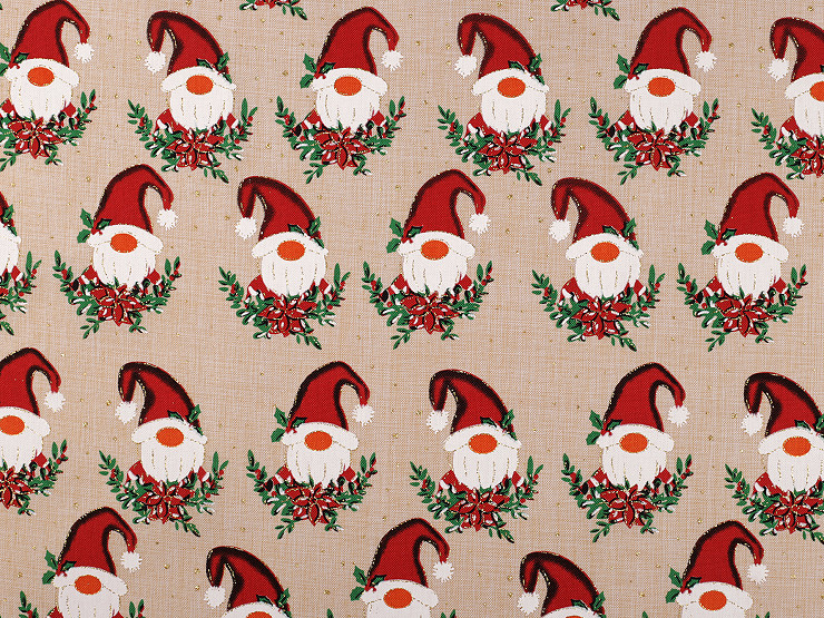Vánoční dekorační látka s glitry Santa