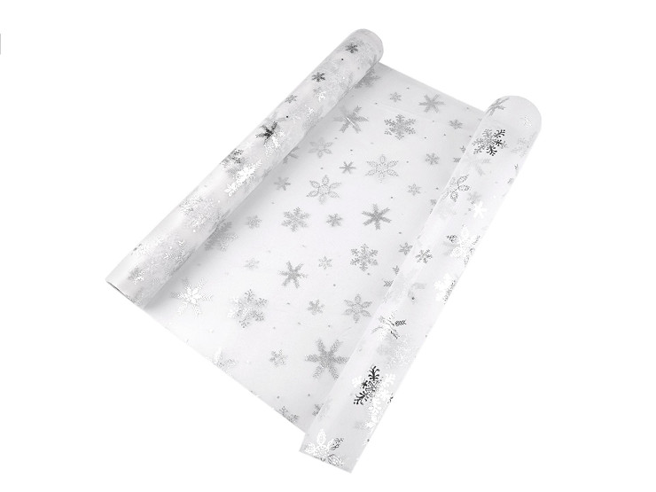 Organza de Noël avec flocons de neige, largeur 50 cm