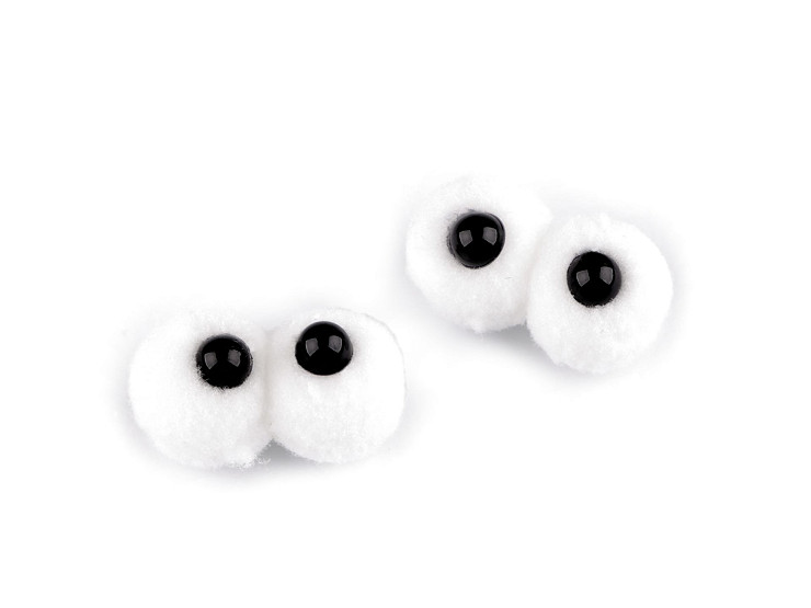 Pompons avec yeux, 15 x 30 mm