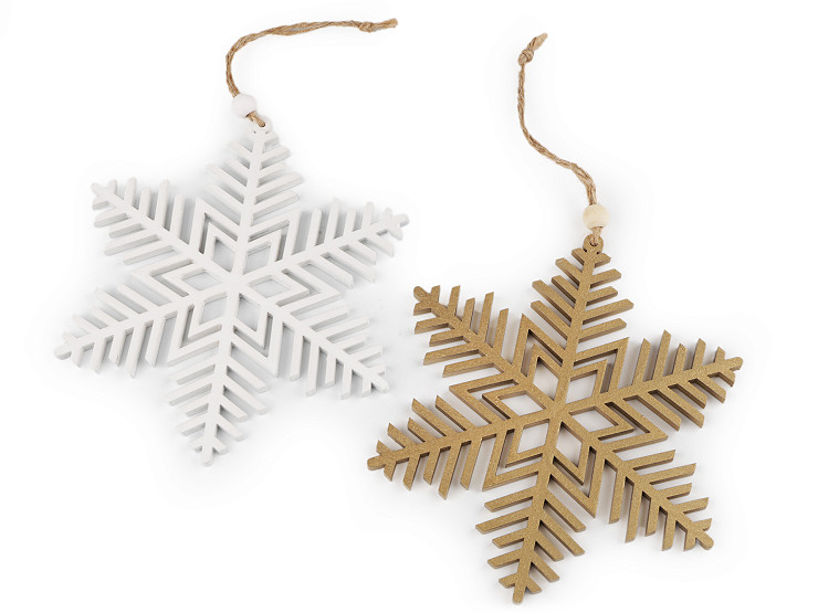 Wooden snowflake for hanging Ø14.5 cm