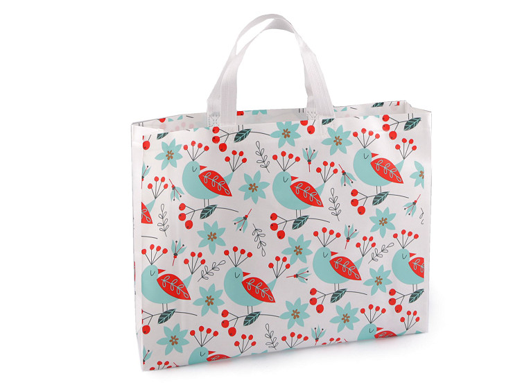 Bag made of laminated non-woven fabric with birds 41x32 cm