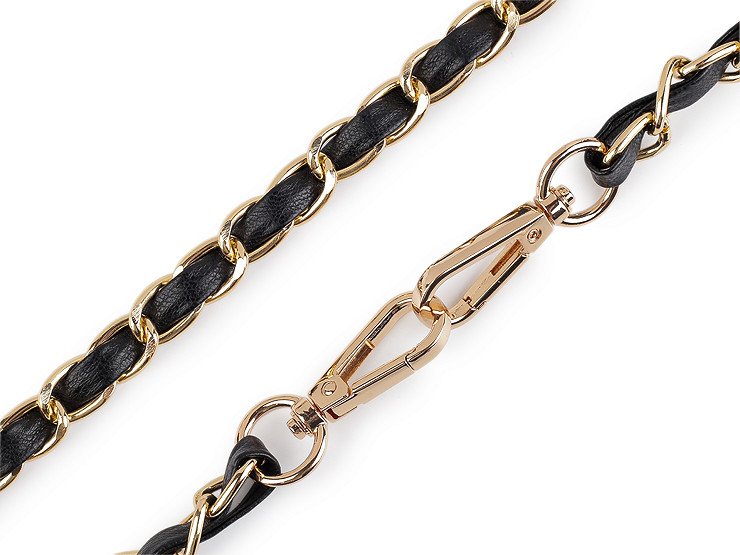 Кожена презрамка/дръжка с верижка и карабинки, за чанти и мобилни телефони, ширина 2 см