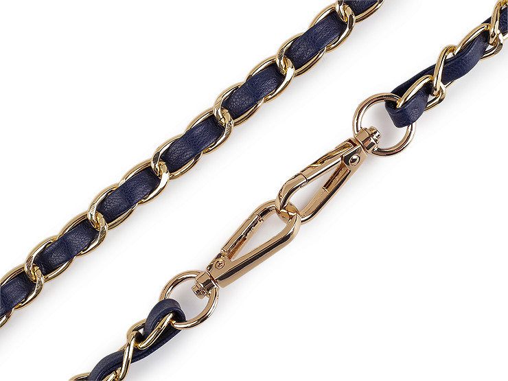 Кожена презрамка/дръжка с верижка и карабинки, за чанти и мобилни телефони, ширина 2 см