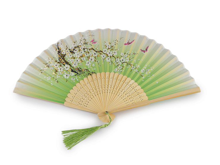 Hand fan with metallic details